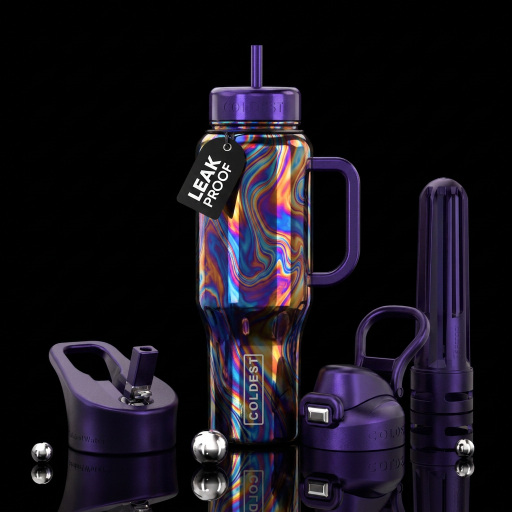 Heat wave oil slick water bottle design