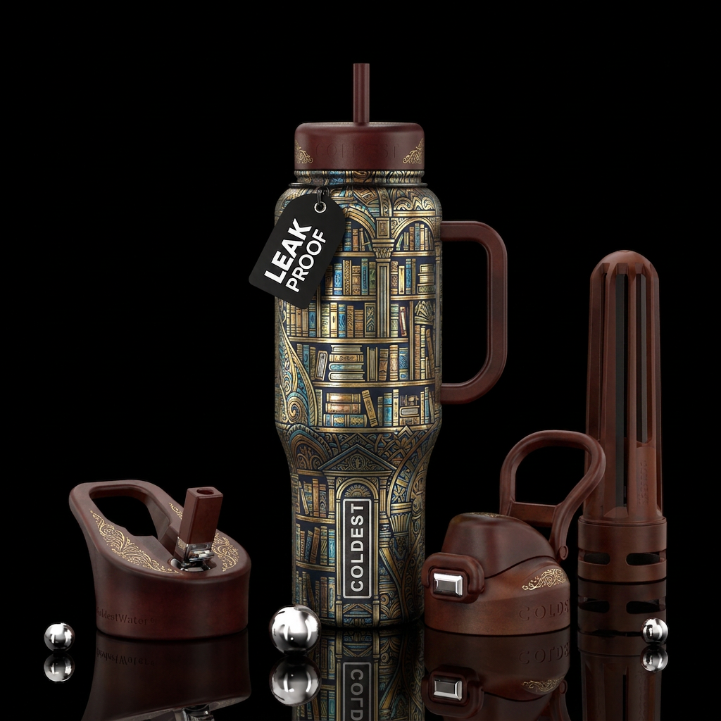 Zentangle metalic lubrary water bottle design