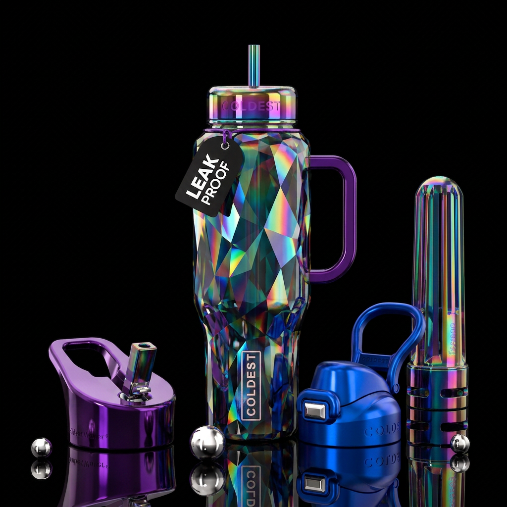 Glossy prism water bottle design