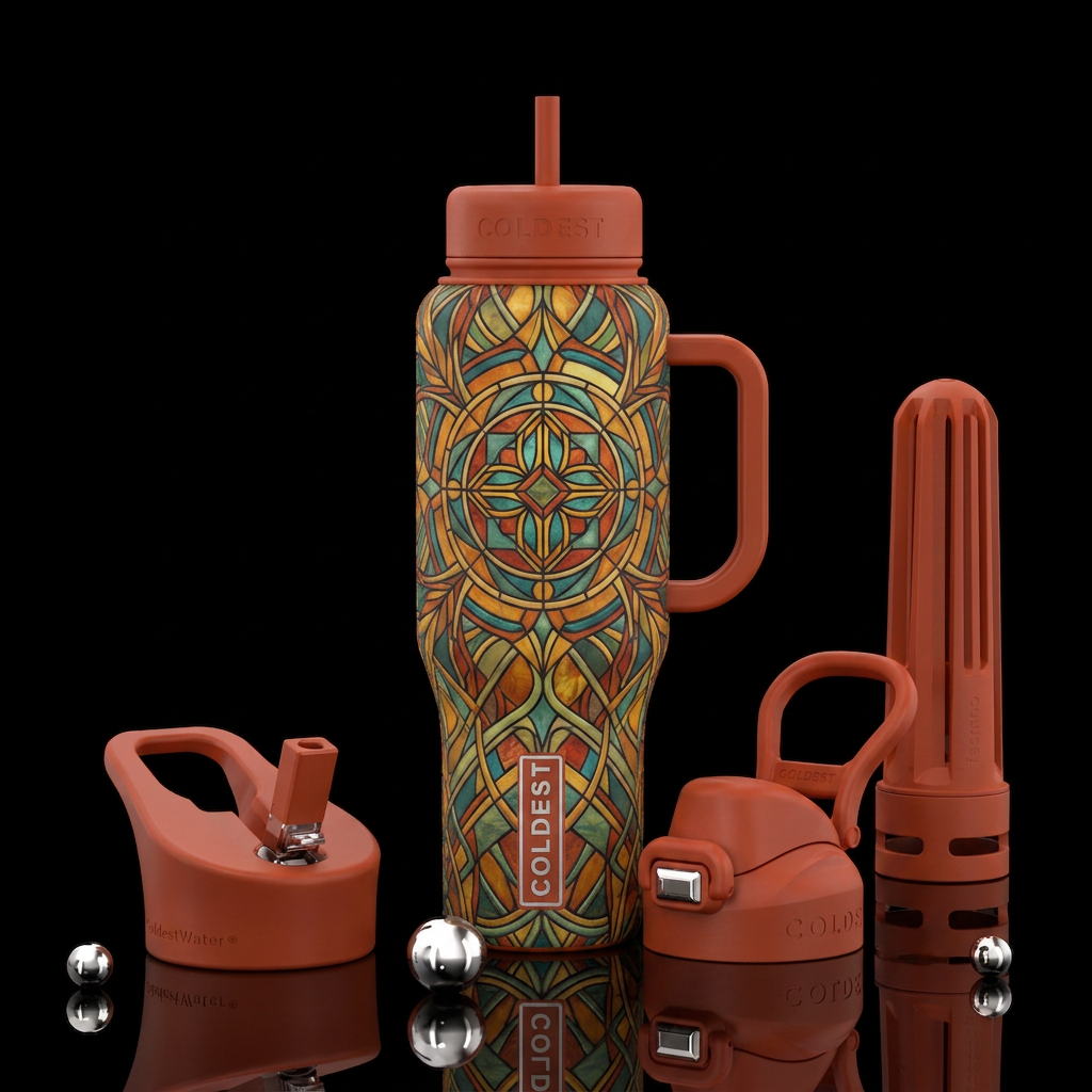 Frank Lloyd Wright matte textured water bottle design