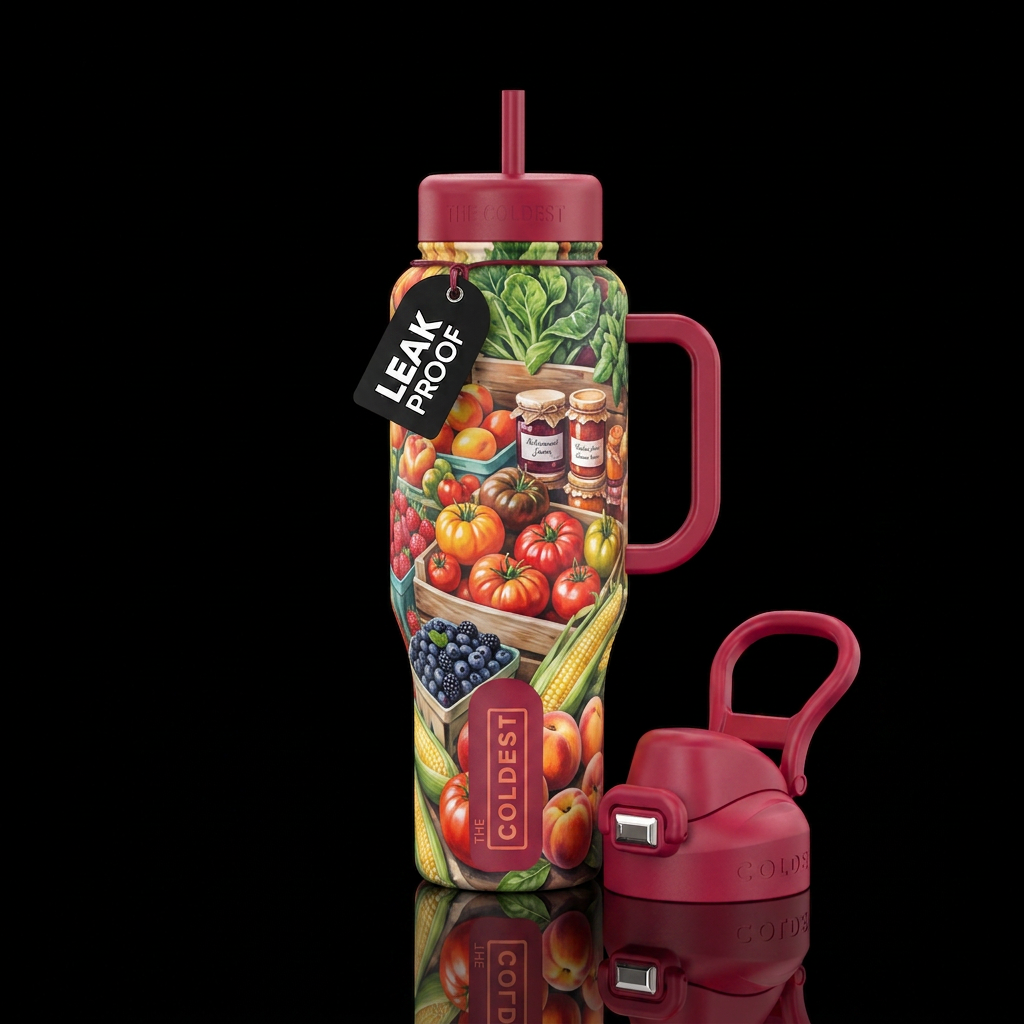 Summer farmers produce stand water bottle design