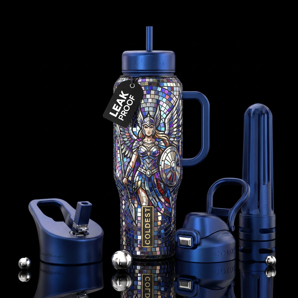 Disco ball mosaic valkyrie water bottle design