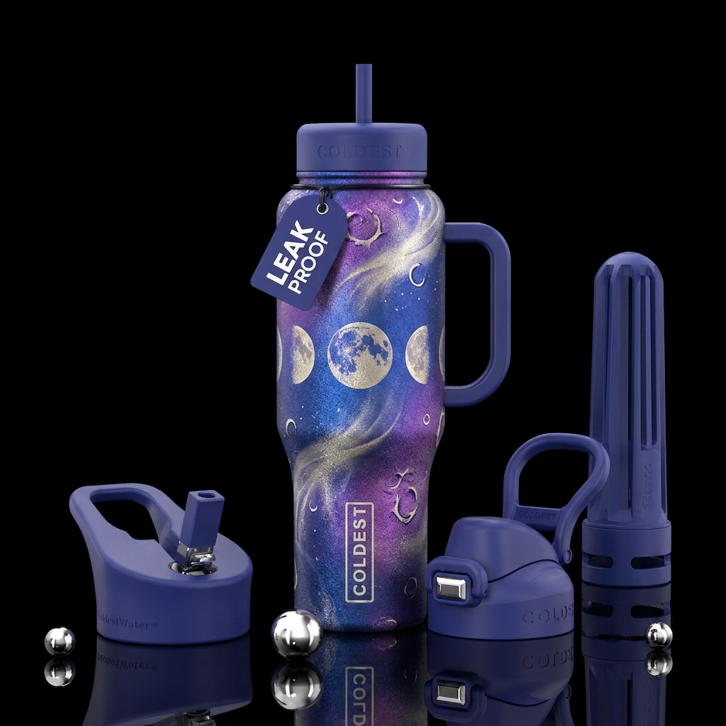 Matte textured moonlight water bottle design