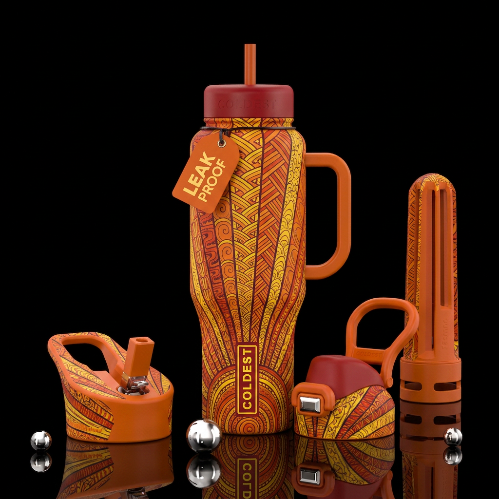 Matte textured zentangle sun rays water bottle design