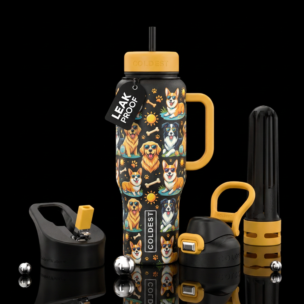 Dog days of summer water bottle design