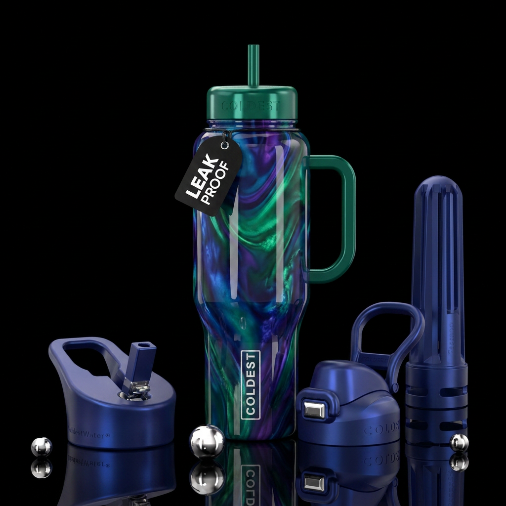 Enigmatic jeweo tone swirls glossy water bottle design