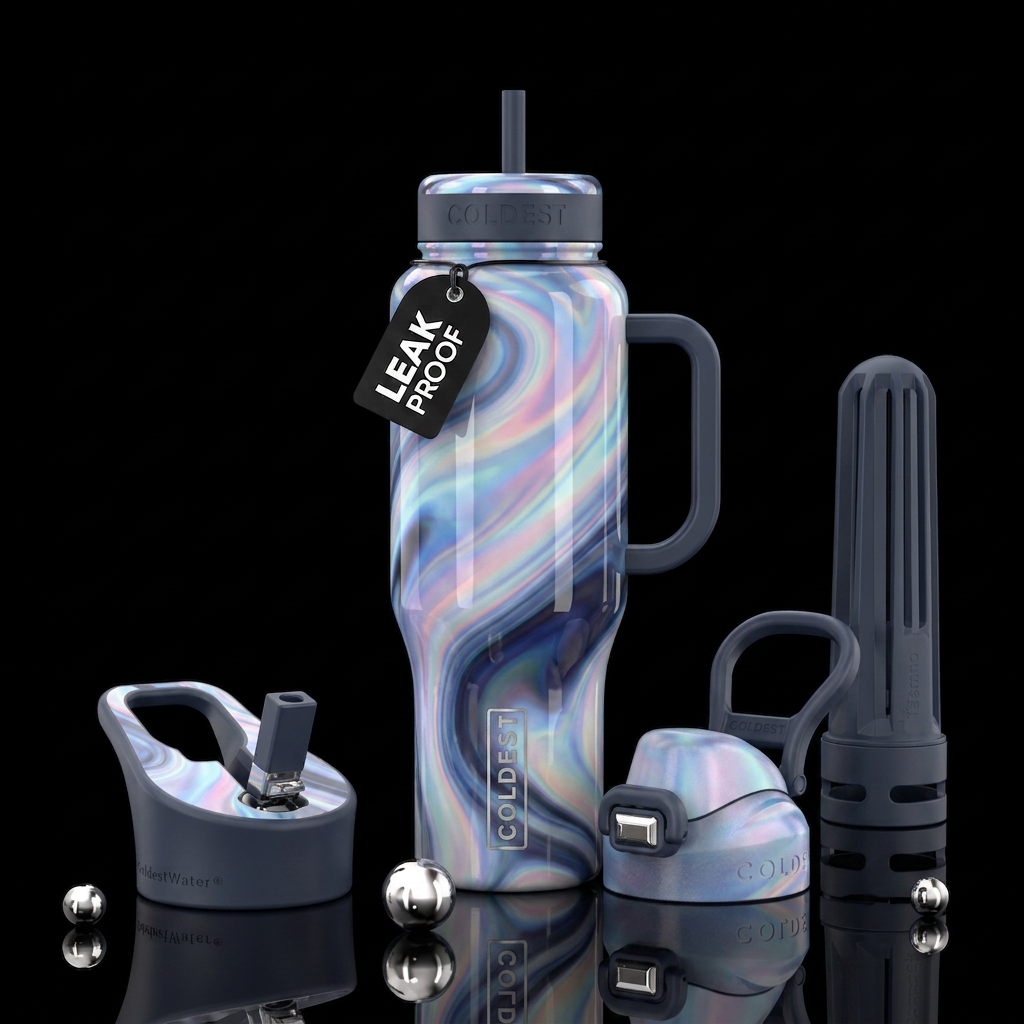 Enigmatic opalite swirls glossy water bottle design