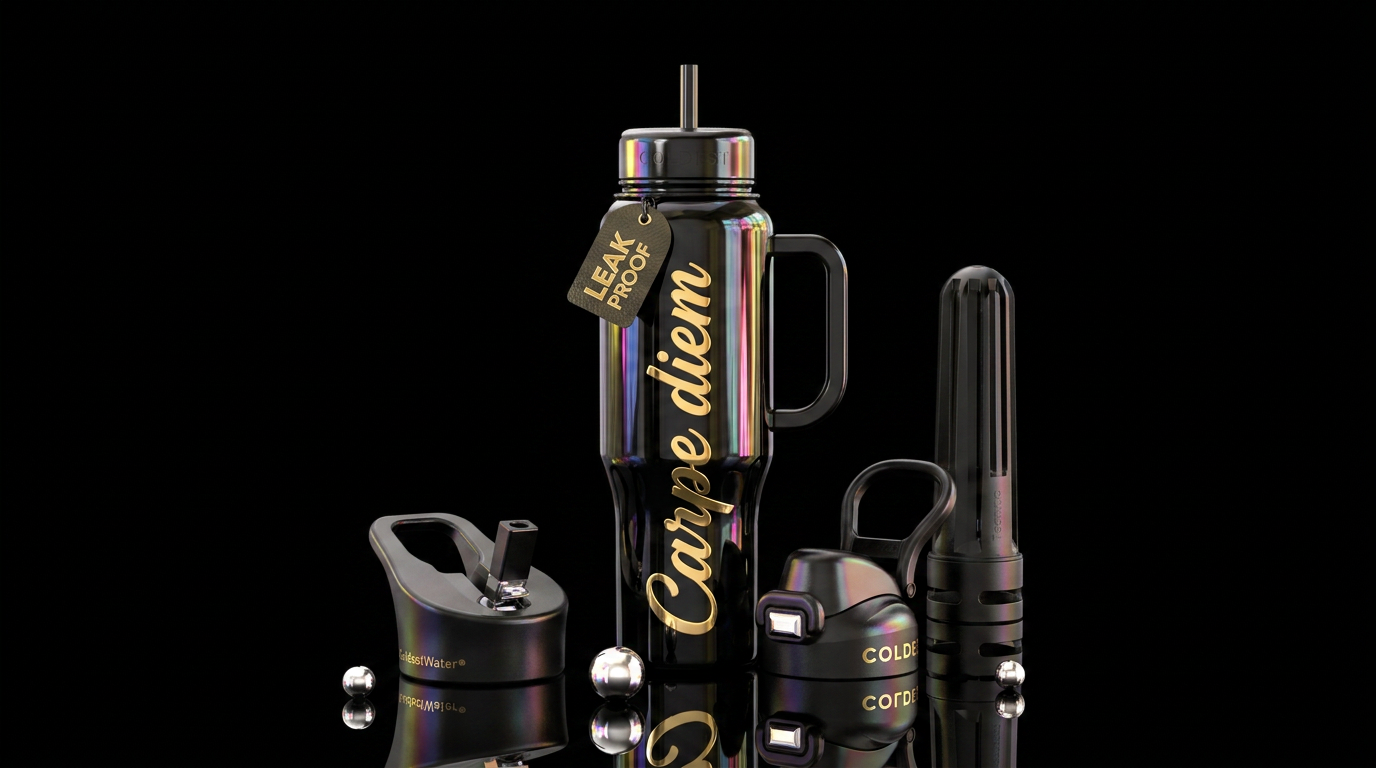 Carpe diem glossy water bottle design