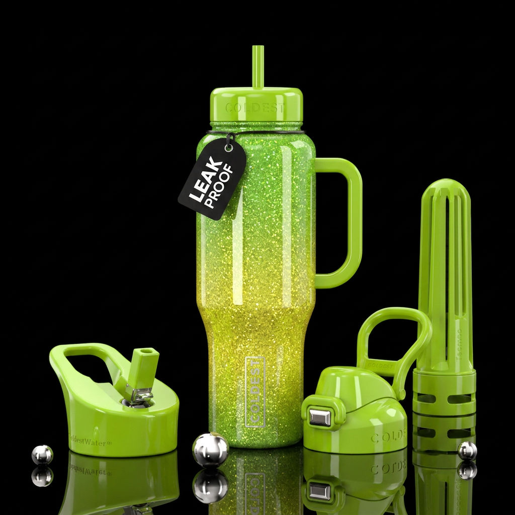 Glittey lemon lime hombre glossy water bottle design