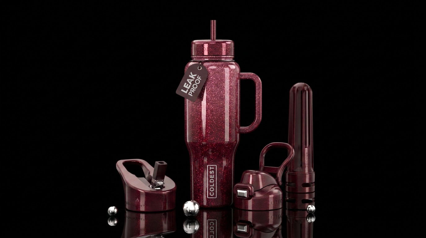 Glittery ombre Glossy garnet water bottle design