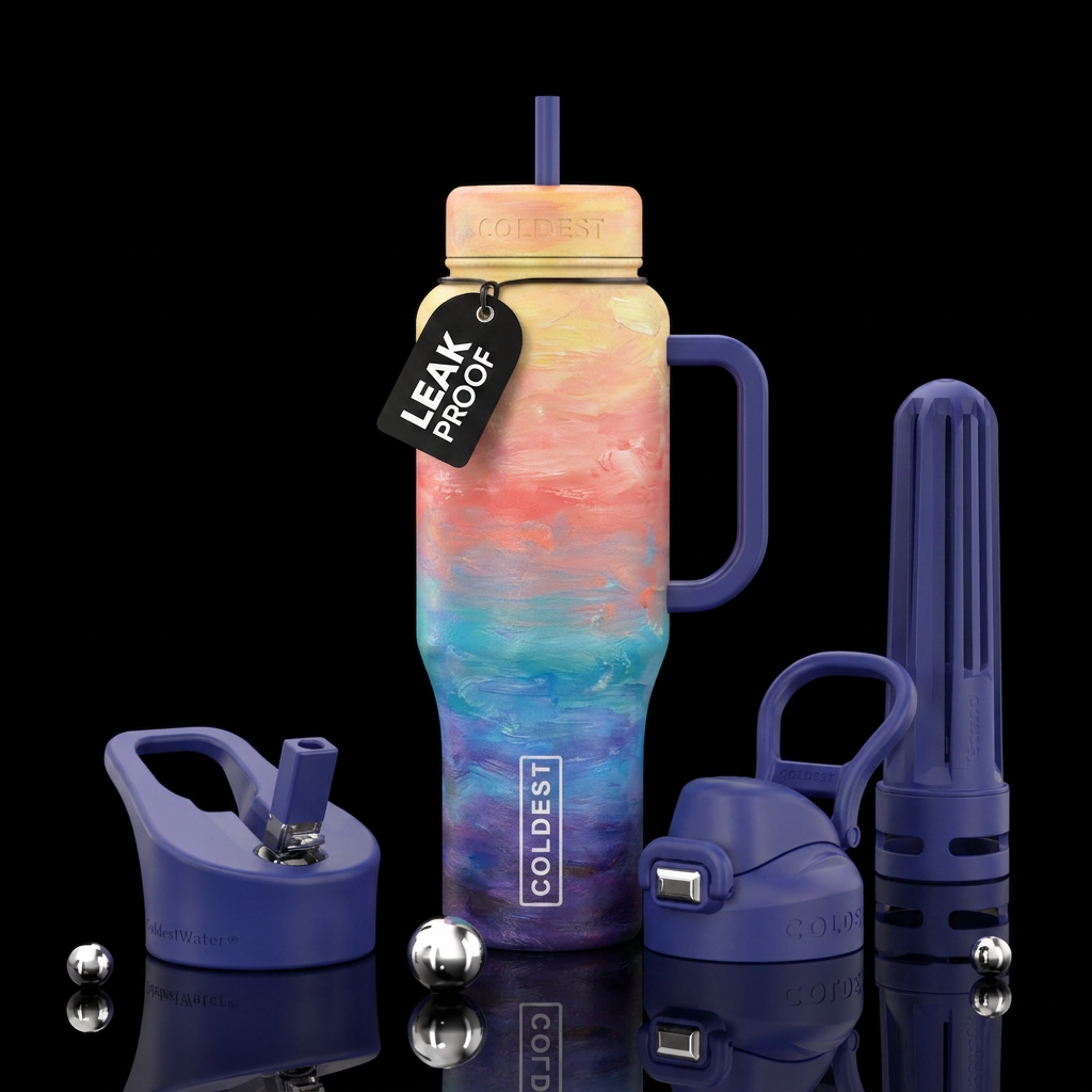 ombre sunrise Monet style water bottle design
