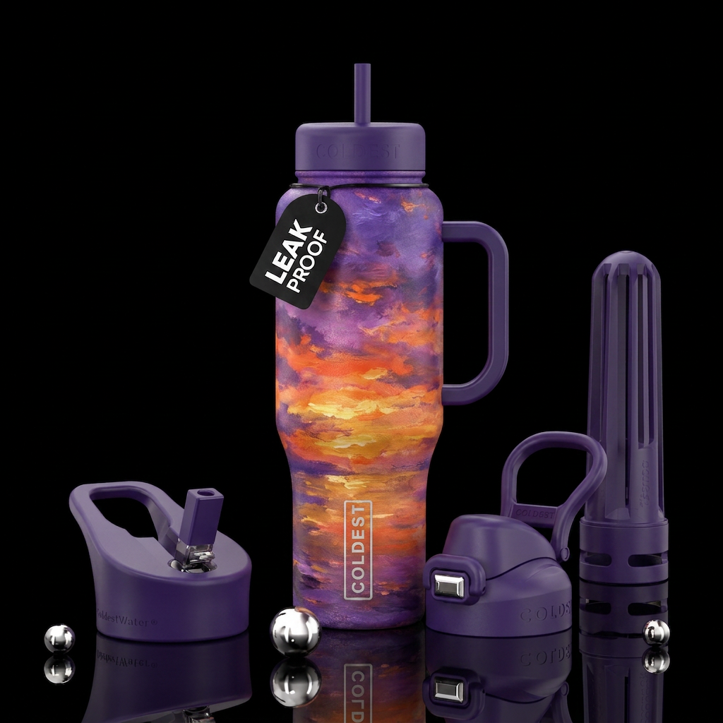 sunset ombre Monet style water bottle design