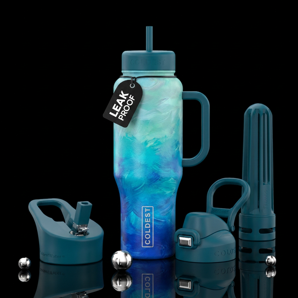 ocean ombre Monet style water bottle design