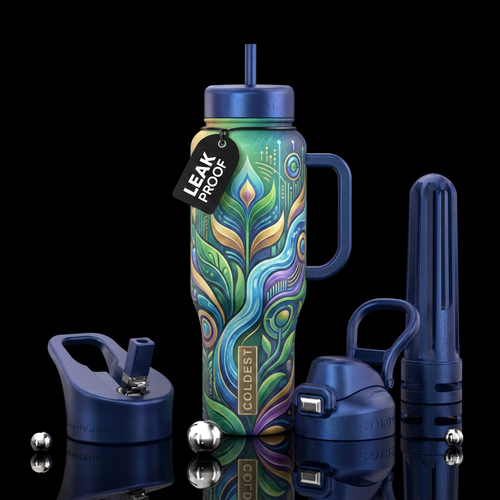 spring landscape futurism style water bottle design