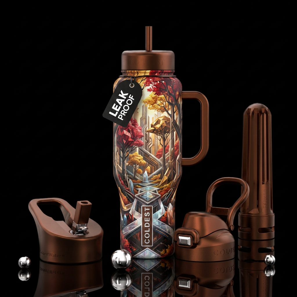 fall landscape futurism style water bottle design