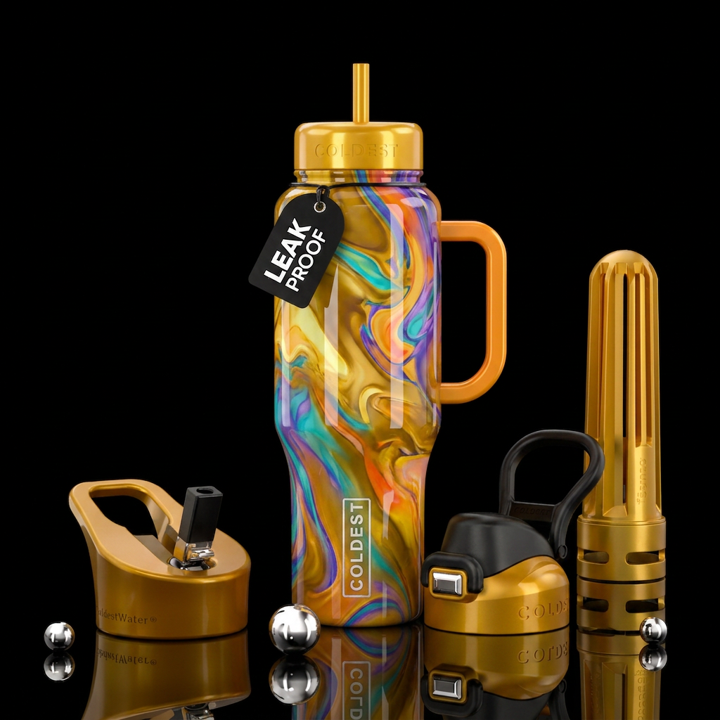 Abstract remaining of walking on sunshine glossy water bottle design