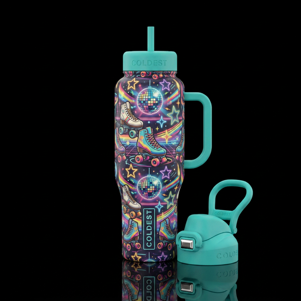 Roller rink water bottle design