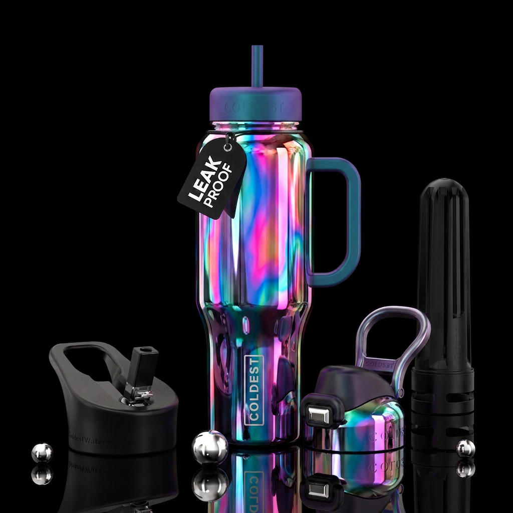 Metallic magic mirror water bottle design