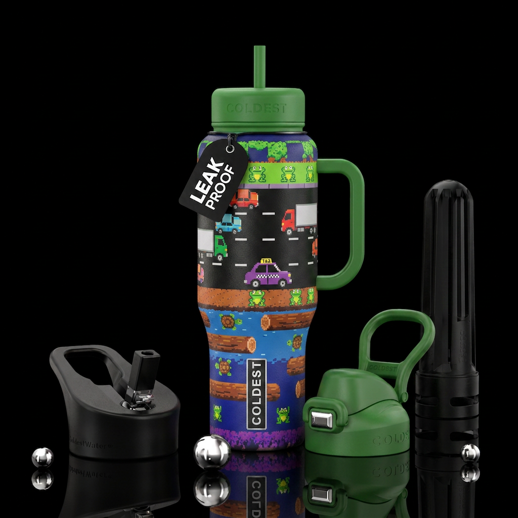 Frogger water bottle design