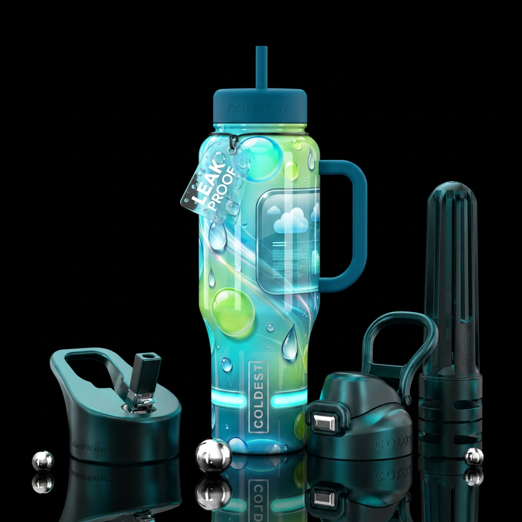 Frutiger aero water bottle design