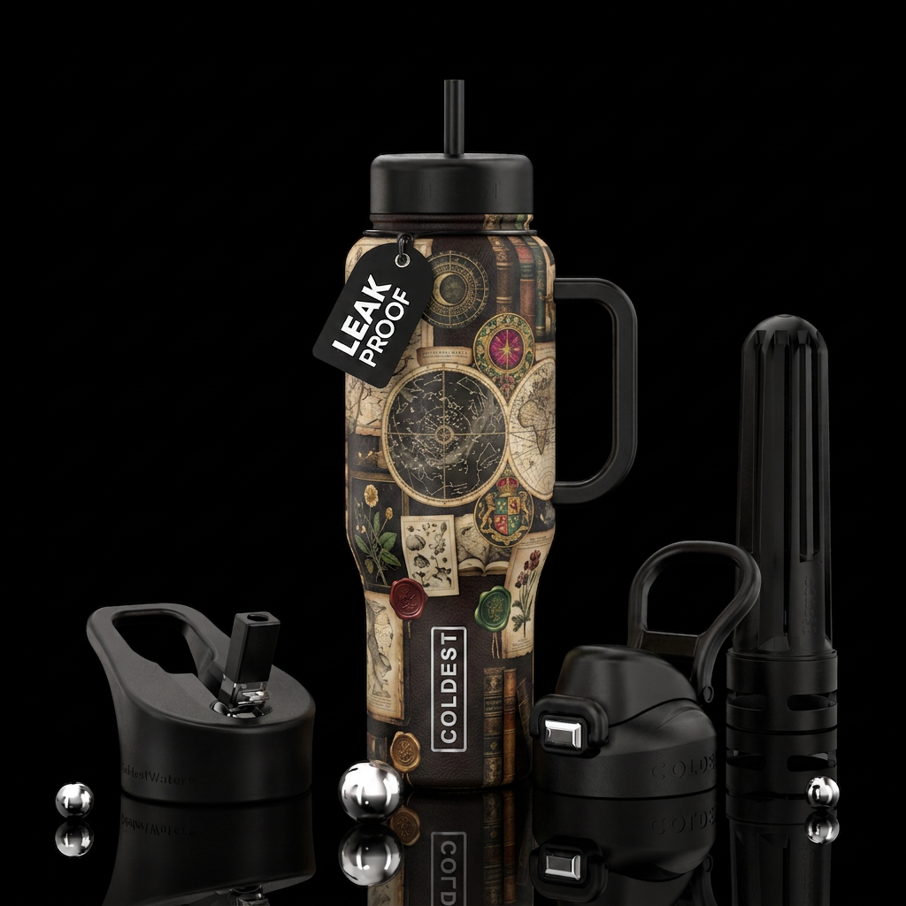 dark acedamia water bottle design