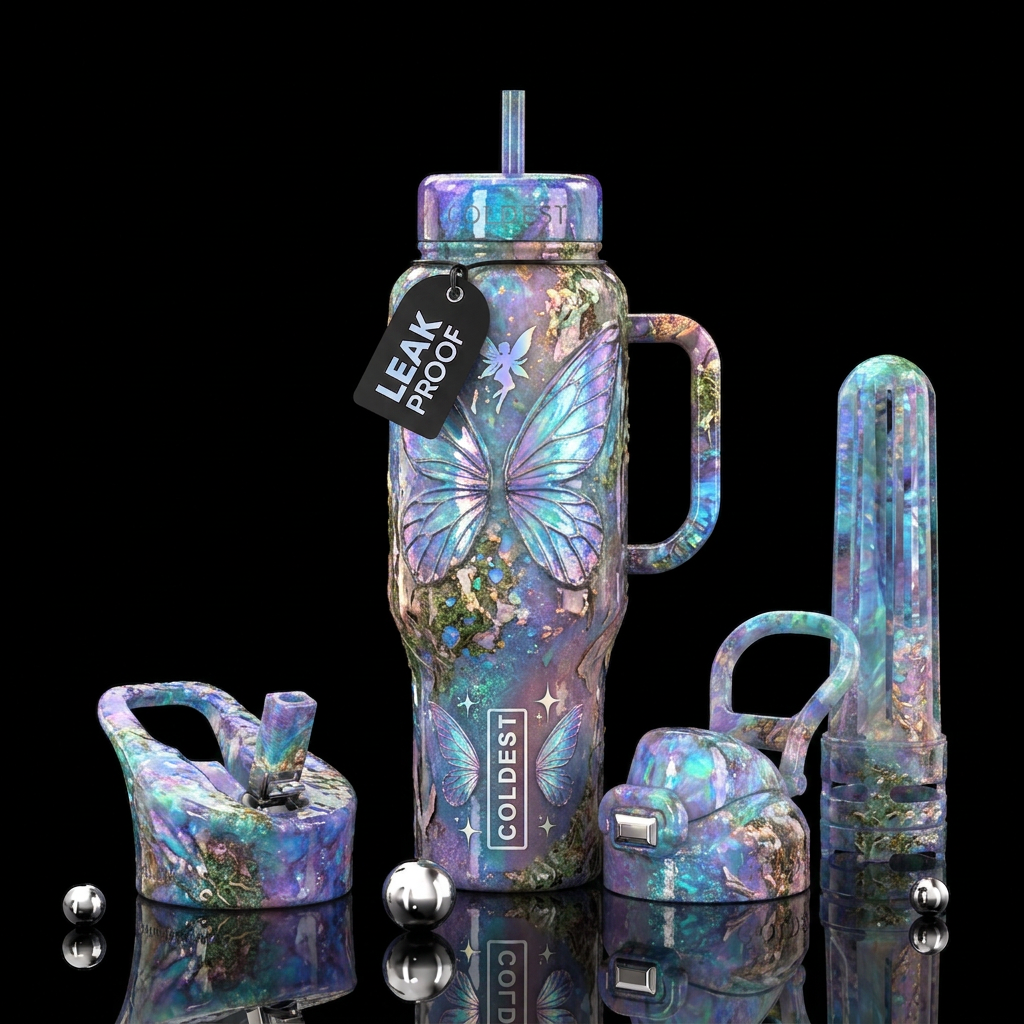 faerie core textured glossy water bottle design