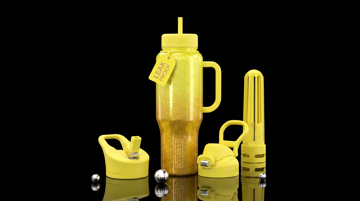 glossy glittering ombre lemon water bottle design