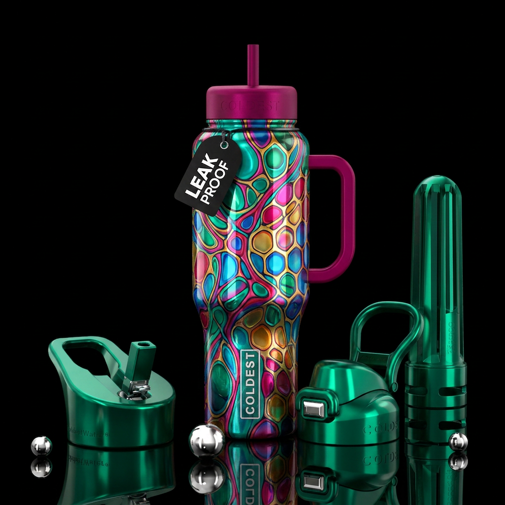 Neurographic beehive glossy water bottle design
