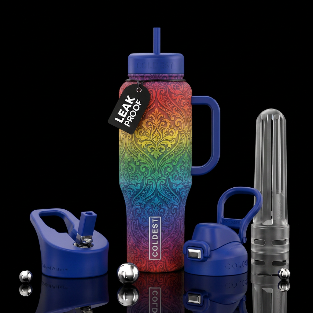 rainbow victorian matte textured water bottle design