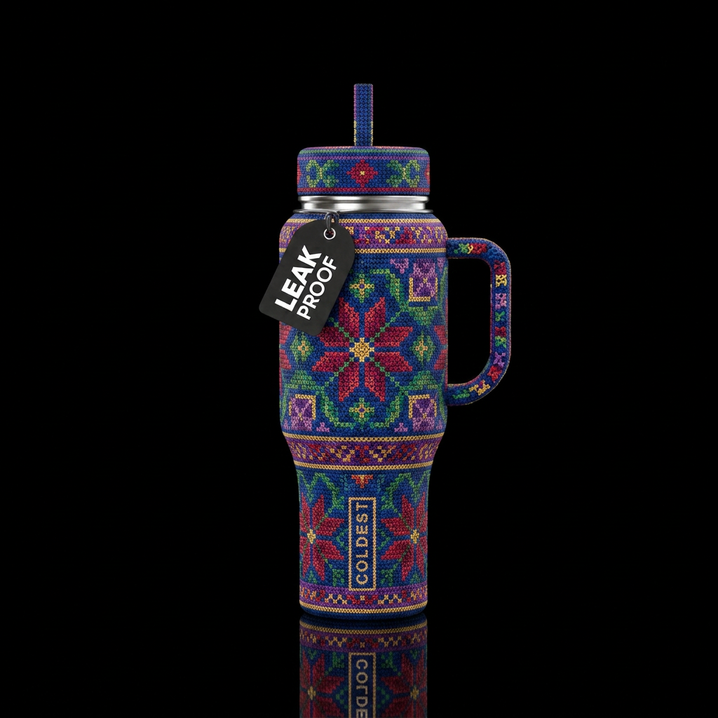 Counted cross stitch water bottle design