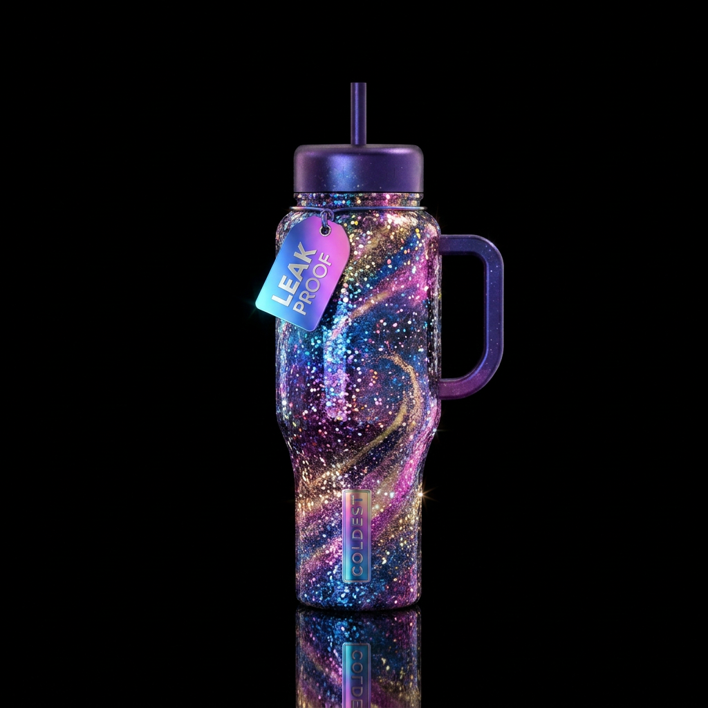 Metallic etched glossy abstract representation of ... water bottle design