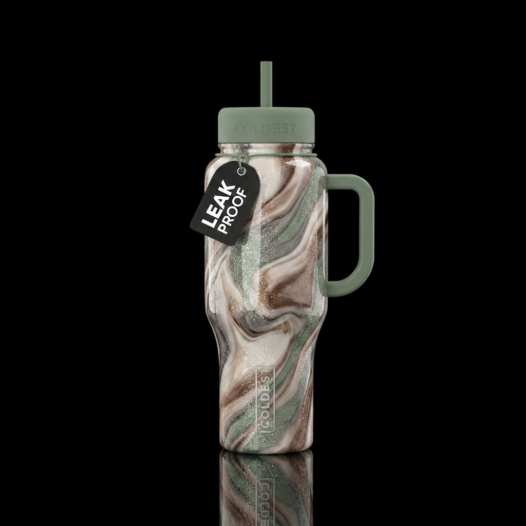 Soft warm whites, tactile cocoa browns, and muted ... water bottle design