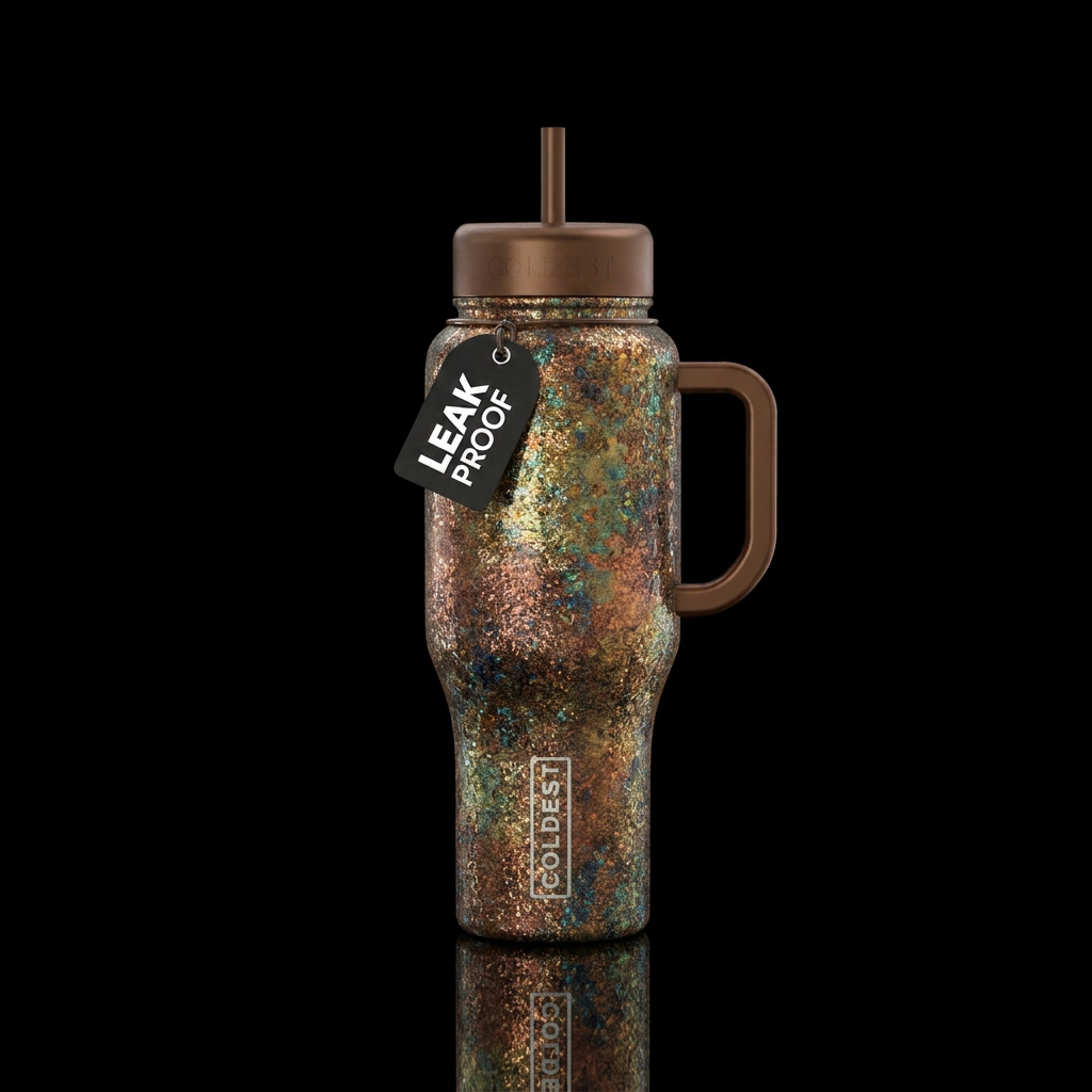Rustic vintage charm glitter water bottle design