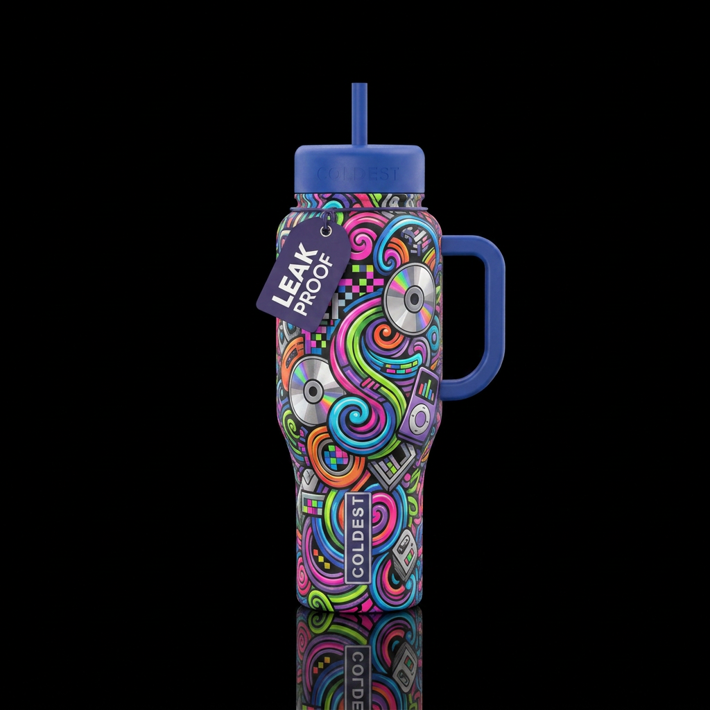 Abstract representation of 2000s vibes matte textu... water bottle design