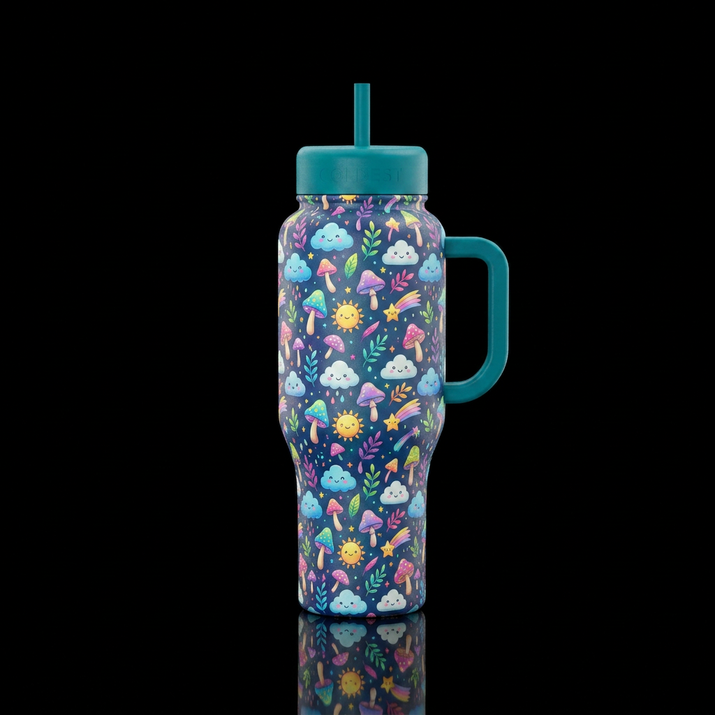 Whimsical aesthetic water bottle design
