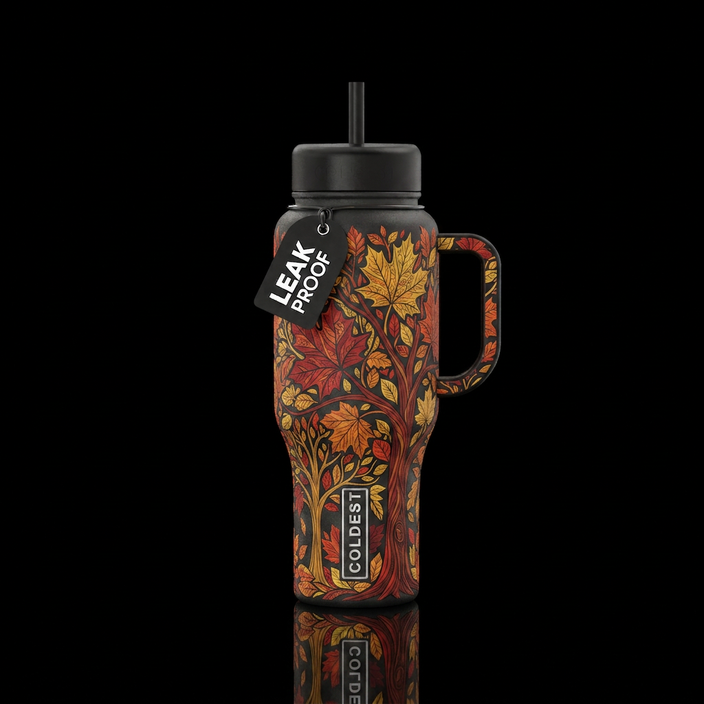 zentangle sugar maple trees in fall colors matte t... water bottle design