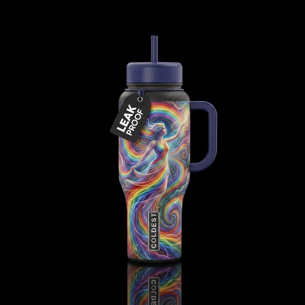 rainbows were a path created by the goddess of the... water bottle design