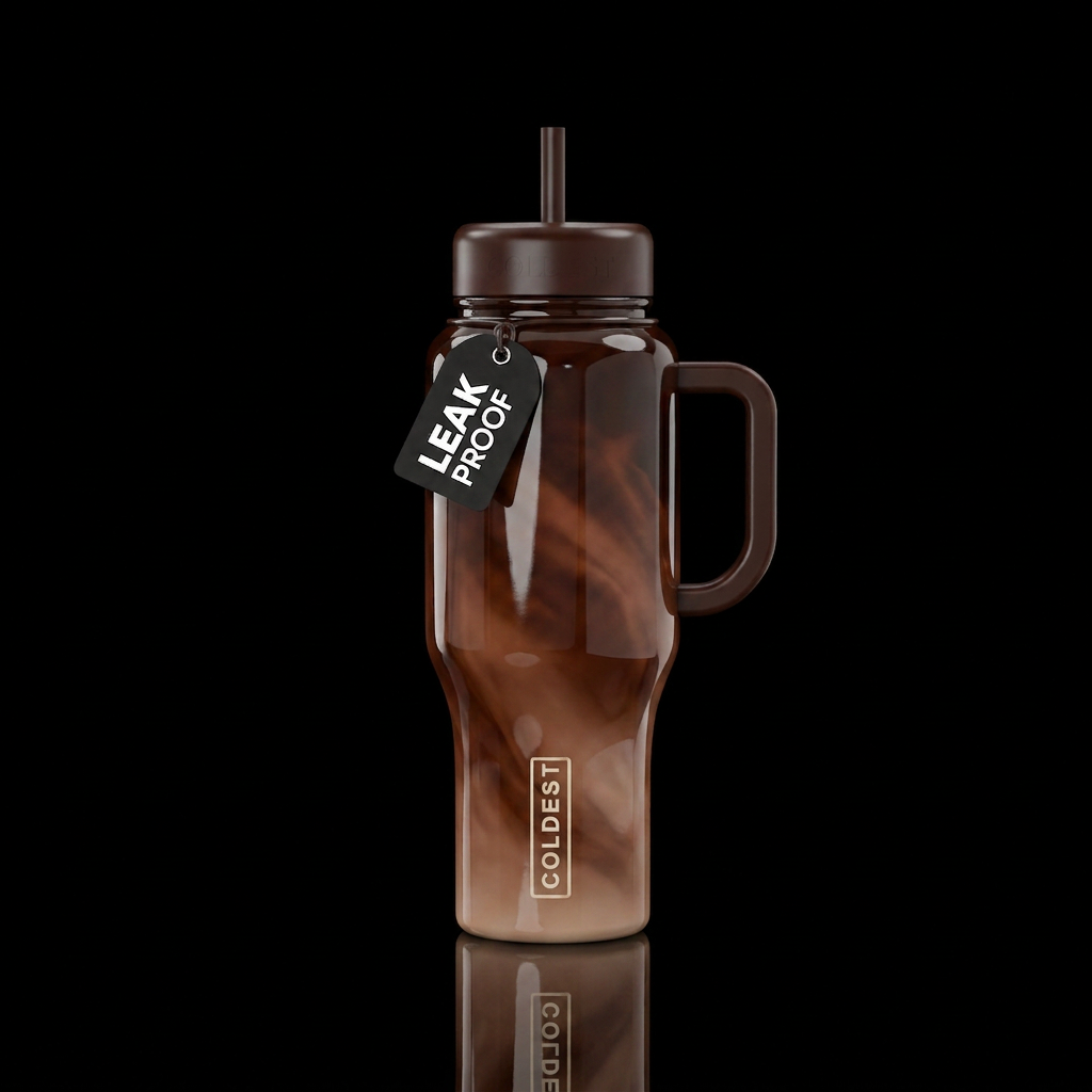 Hot cocoa ombre swirling glossy water bottle design