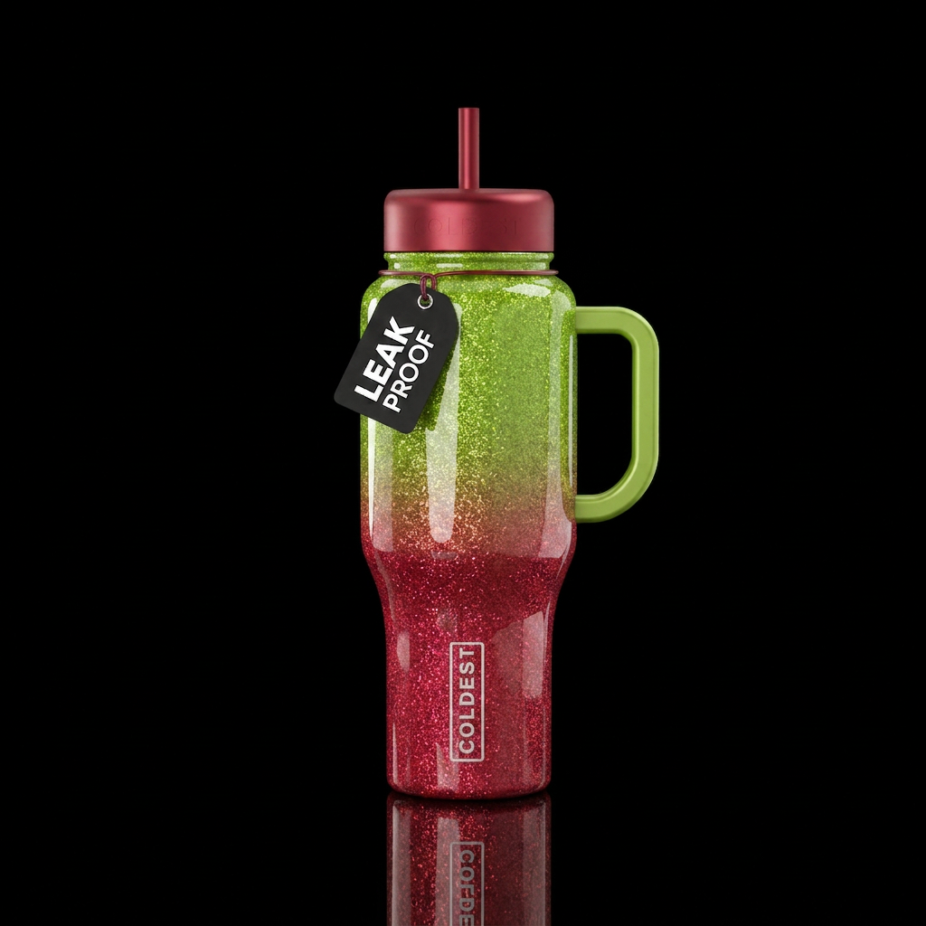 Essence of cherry limeade ombre glitter glossy water bottle design