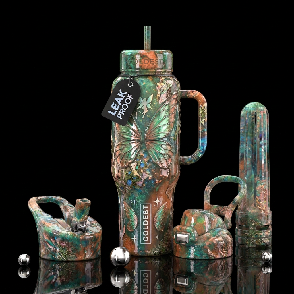 faerie core textured glossy earth tone colors water bottle design