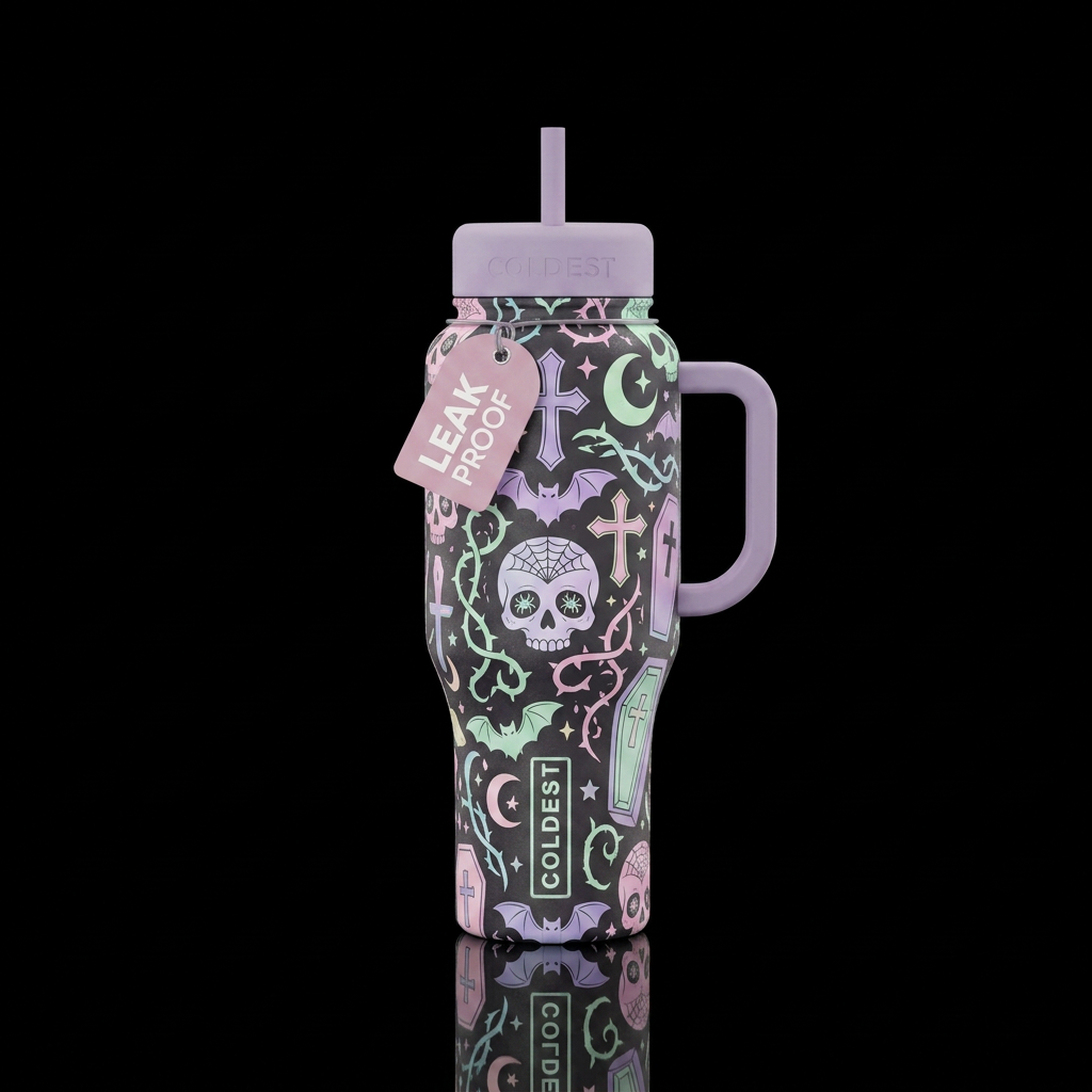 Pastel goth aesthetic water bottle design