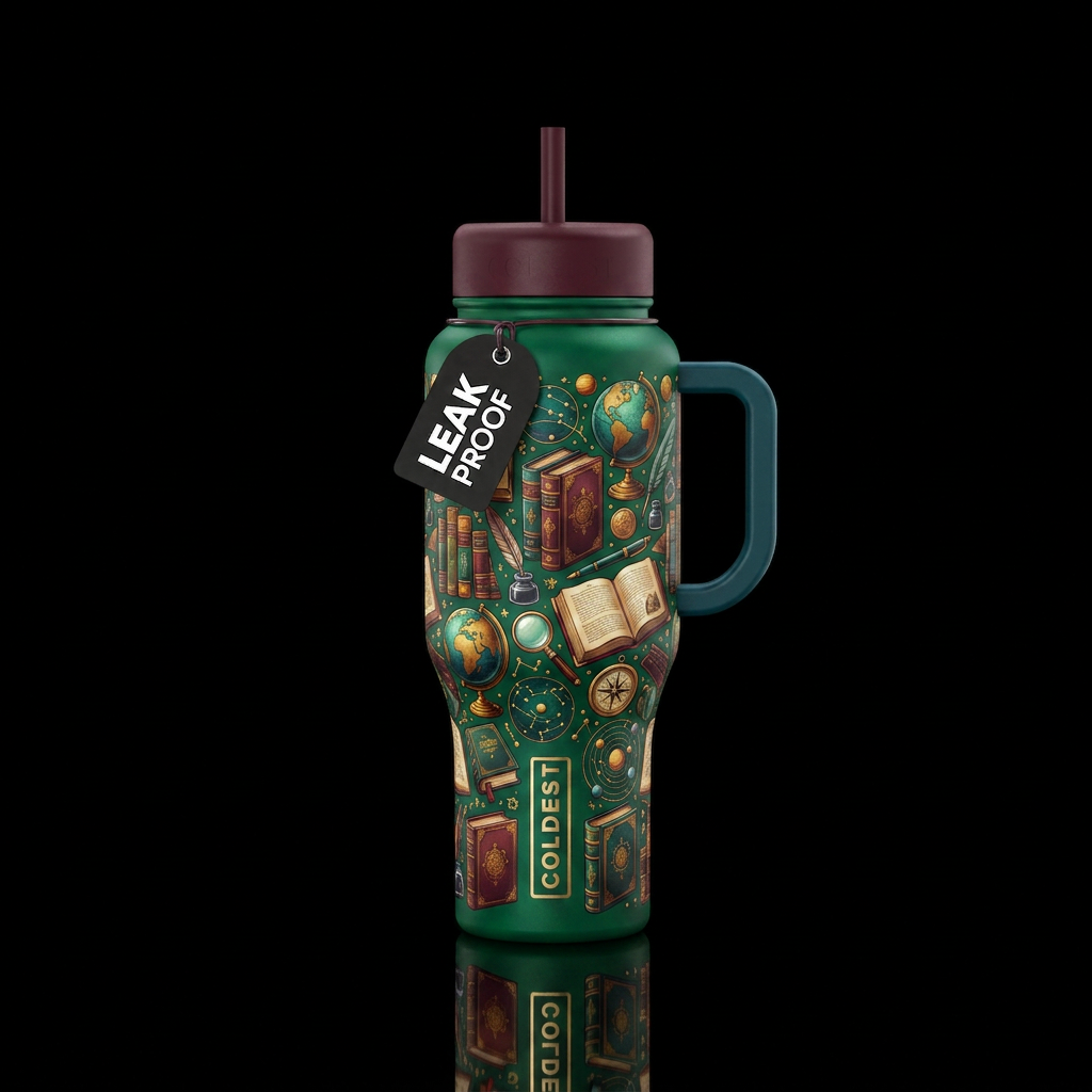Academia aesthetic water bottle design