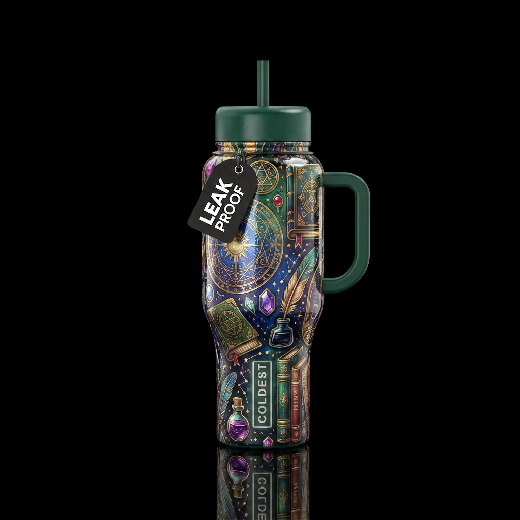 Magical glissy Academia aesthetic water bottle design