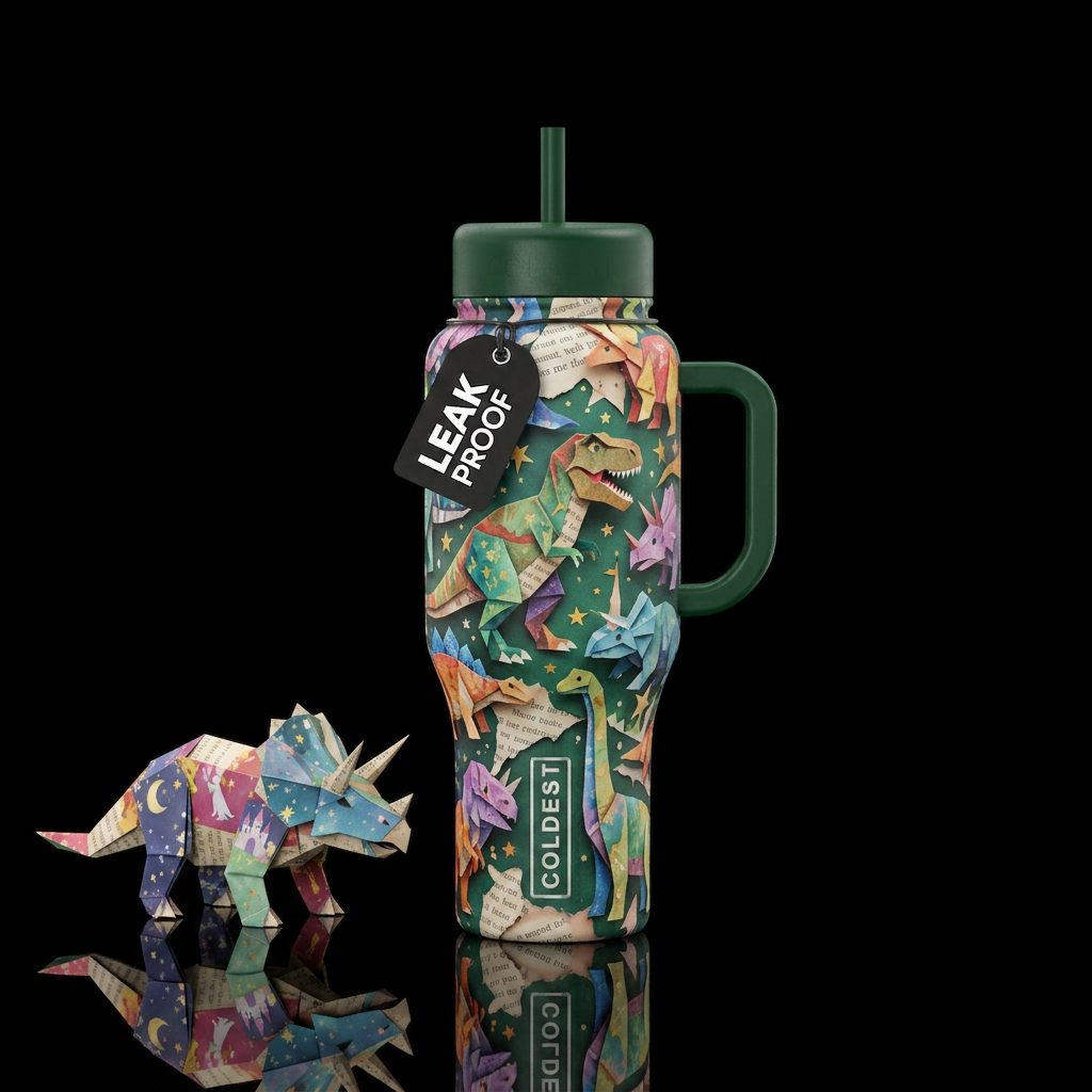 Dinisars made of fairytale pages paper craft water bottle design