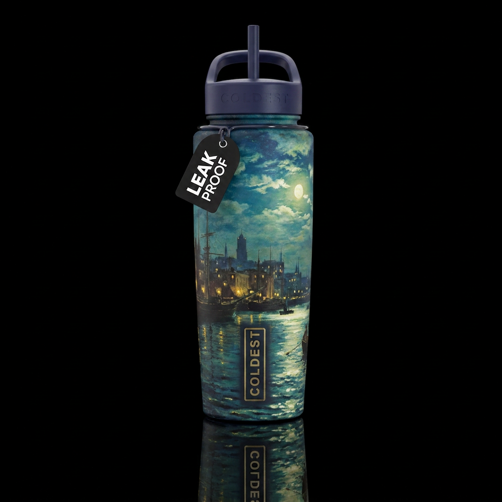 Grimshaw spirit of the night painting water bottle design
