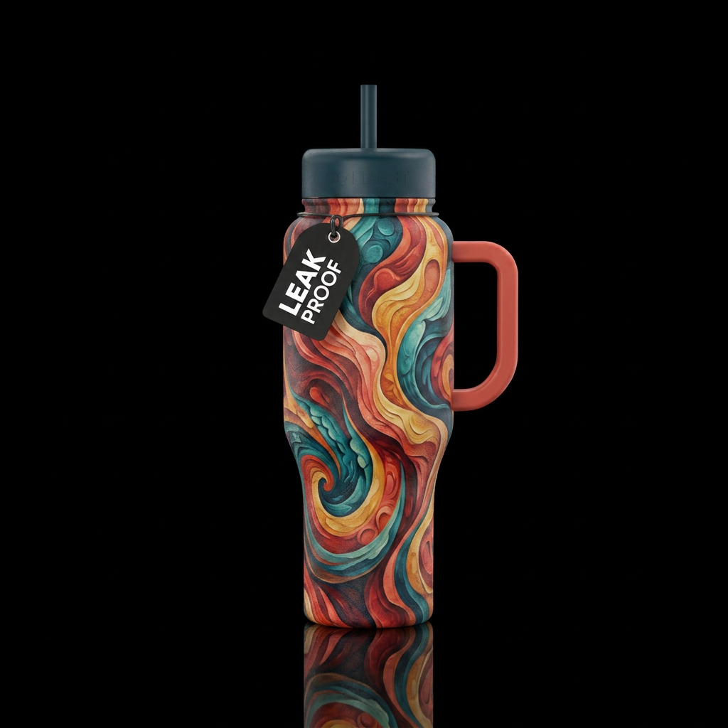 you can't pour from an empty cup abstract represen... water bottle design