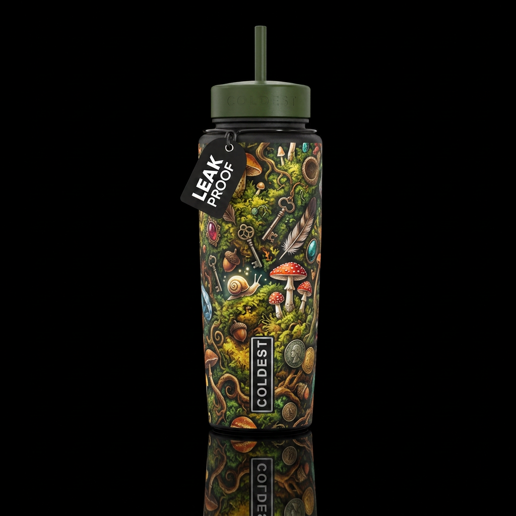 Goblincore aesthetic water bottle design