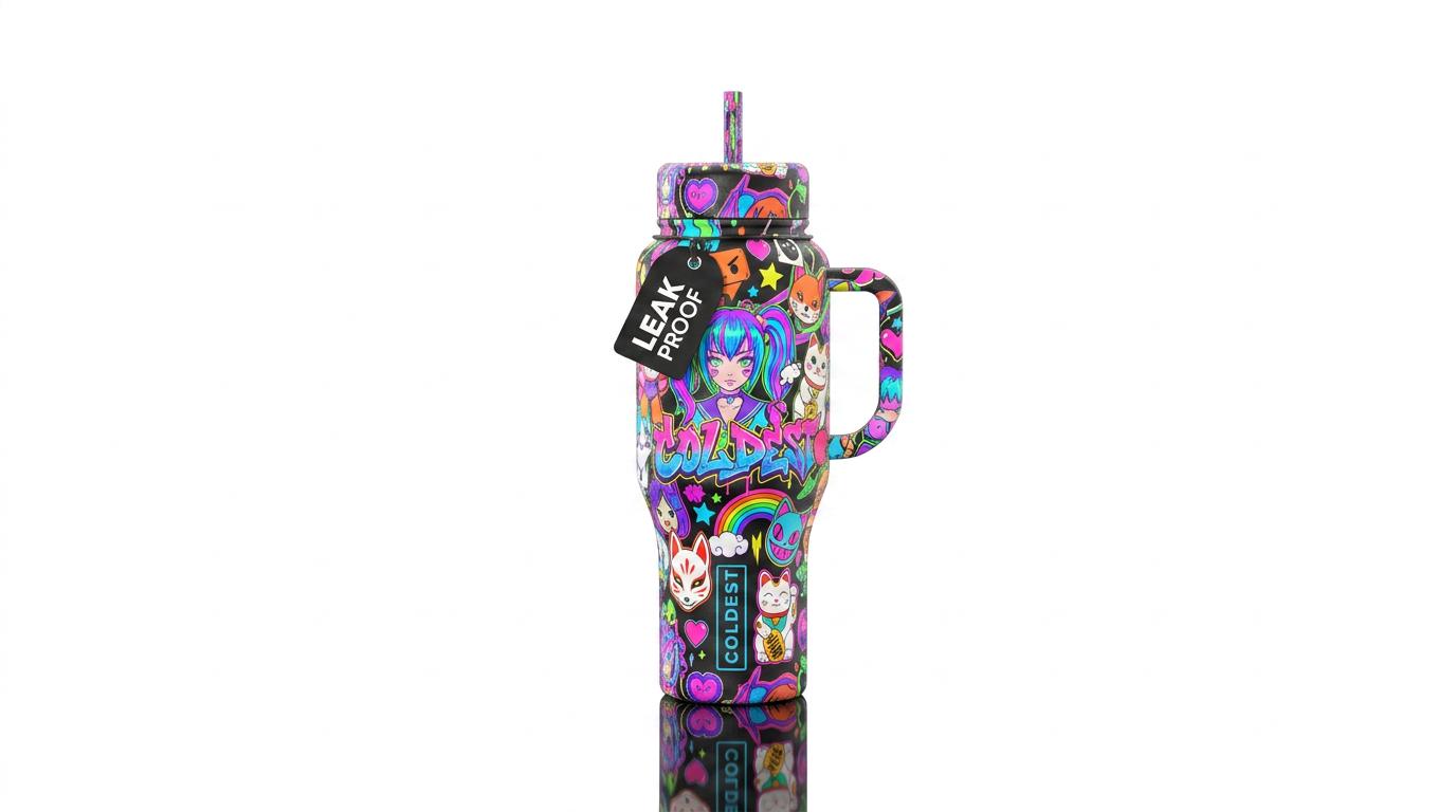 Harajuku aesthetic water bottle design