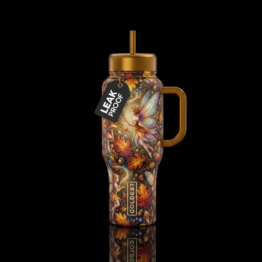 faeriecore autumn water bottle design