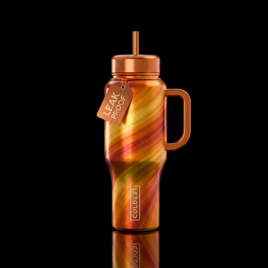 Fall color pallet metallic matched ombre spiral water bottle design